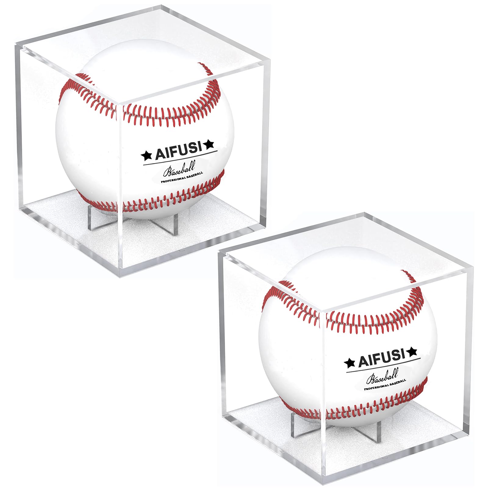 2PK Baseball-Schaukasten, UV-Geschützter Acryl-Würfel, Baseball-Halter, Quadratisch, Klare Box, zur Aufbewahrung von Erinnerungsstücken, Sport, Offizielles Baseball-Autogramm Sport & Freizeit