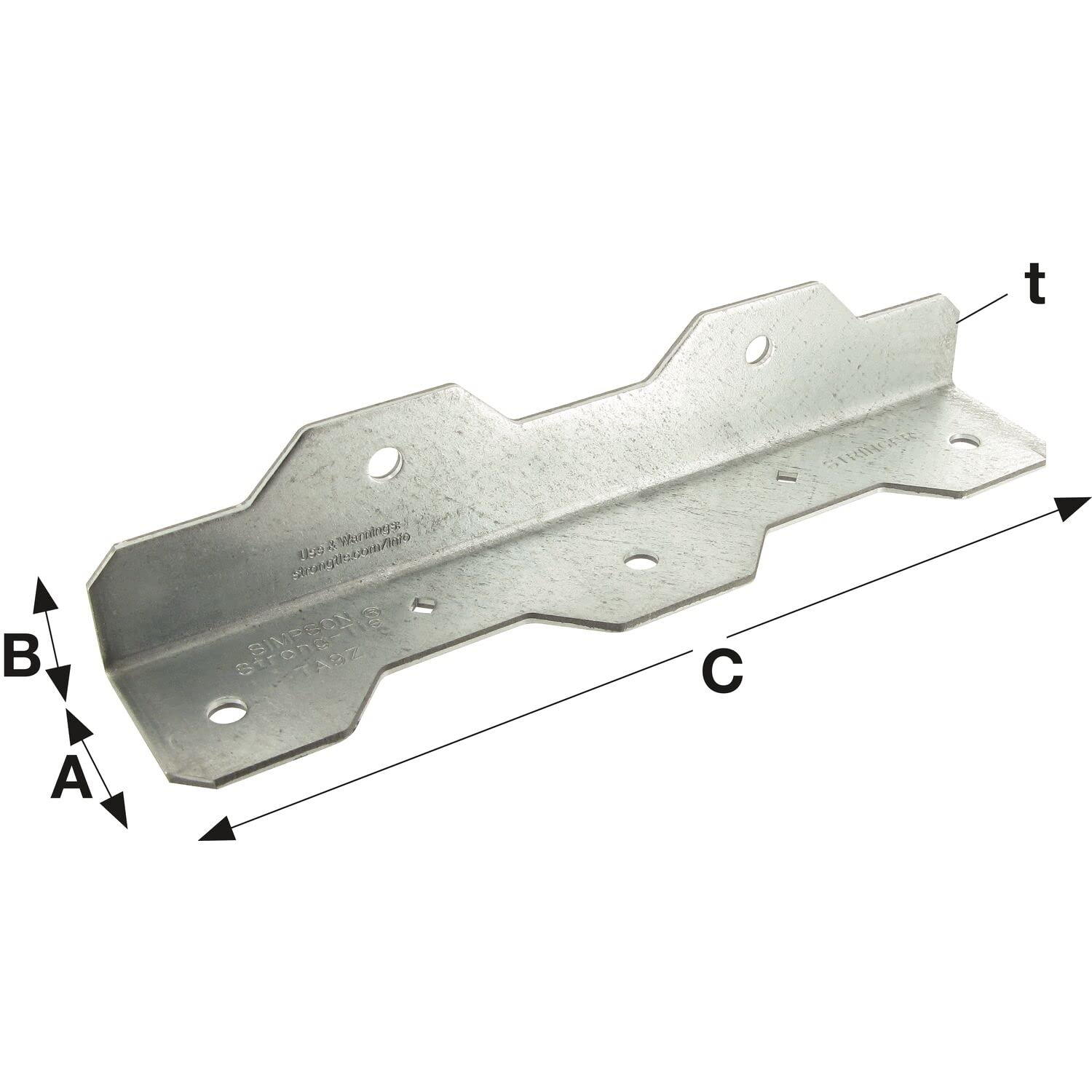 Simpson Treppenwinkel TA10Z Strong Tie - Winkelverbinder mit 7 Löcher für den schnellen und einfachen Bau einer Holztreppe, Stahl verzinkt - 20 Stück