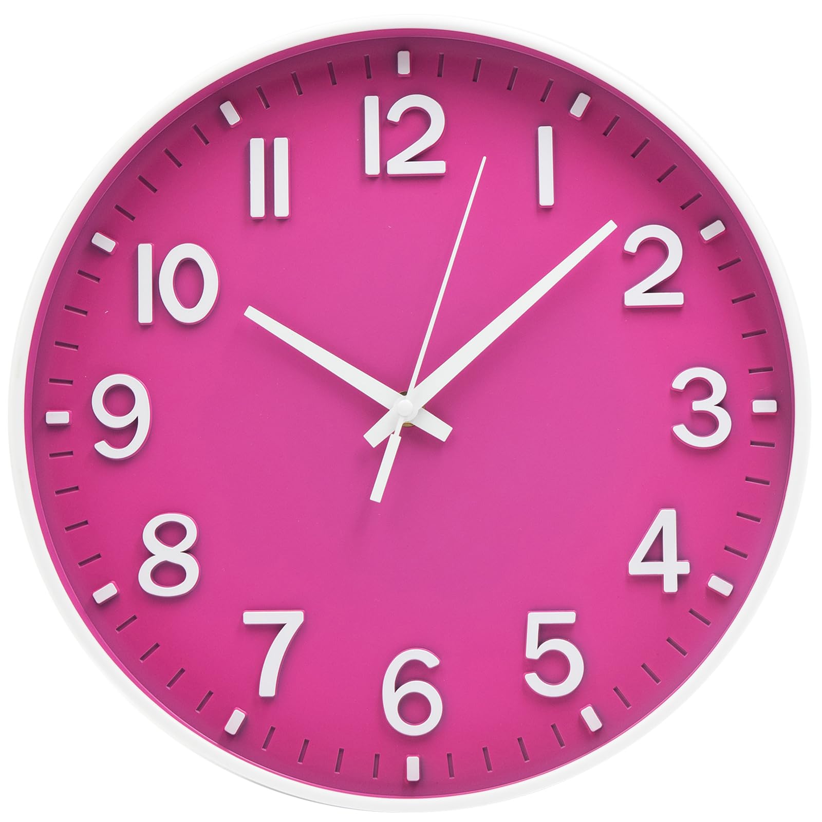 HZDHCLH 12 Inch Silent Wall Clock Battery Operated Non Ticking Rose Red