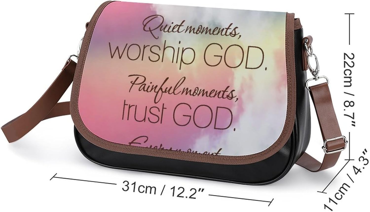 Bible Verse Inspirational Bible Verse InspirationalWomen's Faux Leather Crossbody Bag, Waterproof Wrinkle-Resistant Shoulder Bag with Detachable Strap, Large Capacity Casual Handbag, Fashion Daily Pur