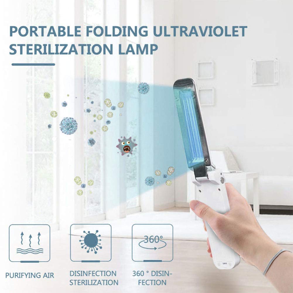 Luce Sterilizzante Uv, Lampada Ultravioletta di Disinfezione Uv Lampada Germicida Portatile Uvc Luce di Sterilizzazione Germicida Pieghevole per Viaggi D'affari in Hotel Domestici,125x35x25mm