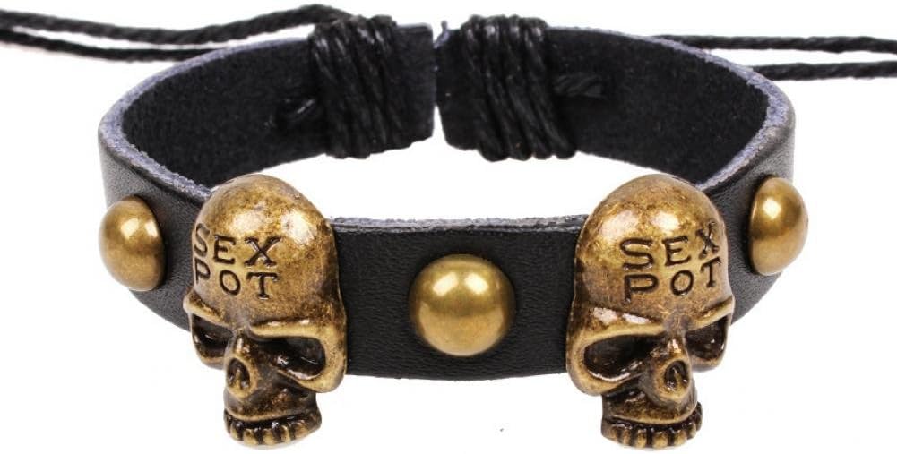 Shiny Moon 2015 New Handmade Fashion Skull Charms Infinity Bracelet Brown Black Woven Leather Punk Braclet