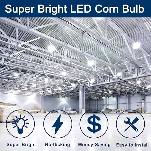 Image of 100W LED Corn Bulb, 12500LM Super Bright 5000K Daylight White, E26 /E39 Large Mogul Base, 400W Metal Halide MH HID HPS Replacement, LED Corn Lamp for Garage Warehouse Workshop Barn Factory