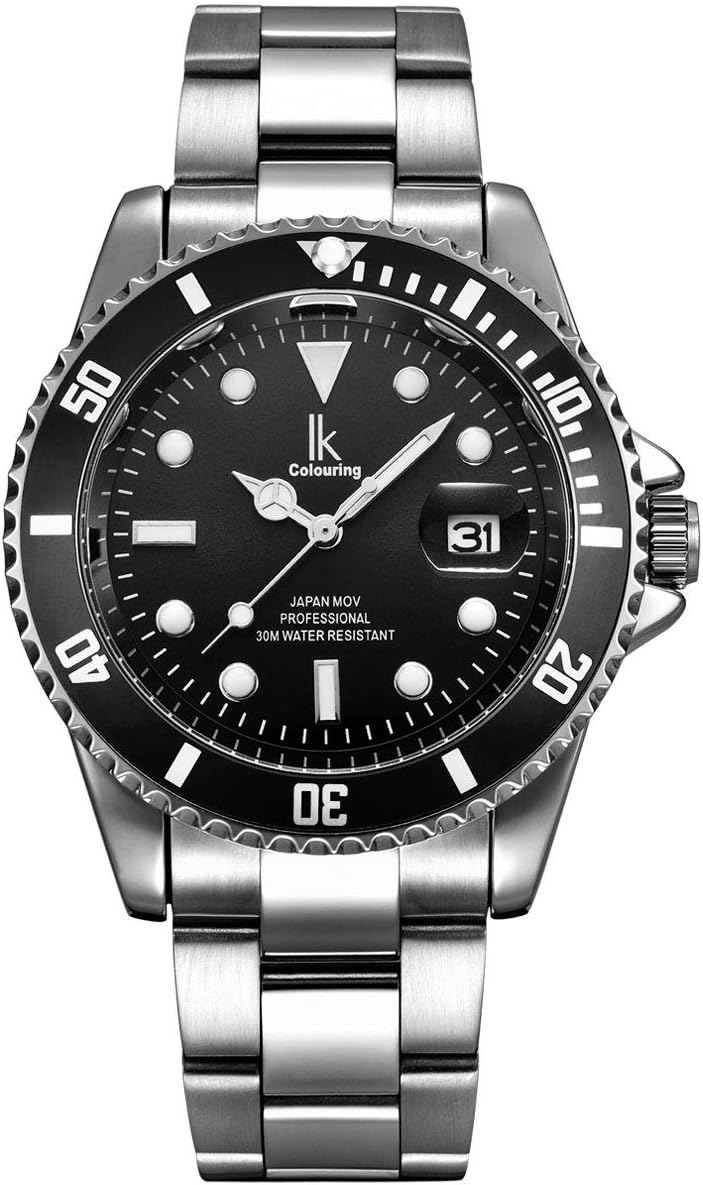 Alienwork IK Armbanduhr Herren Damen Kalender Metall-Armband Alienwork IK Armbanduhr Herren Damen Kalender Metall-Armband