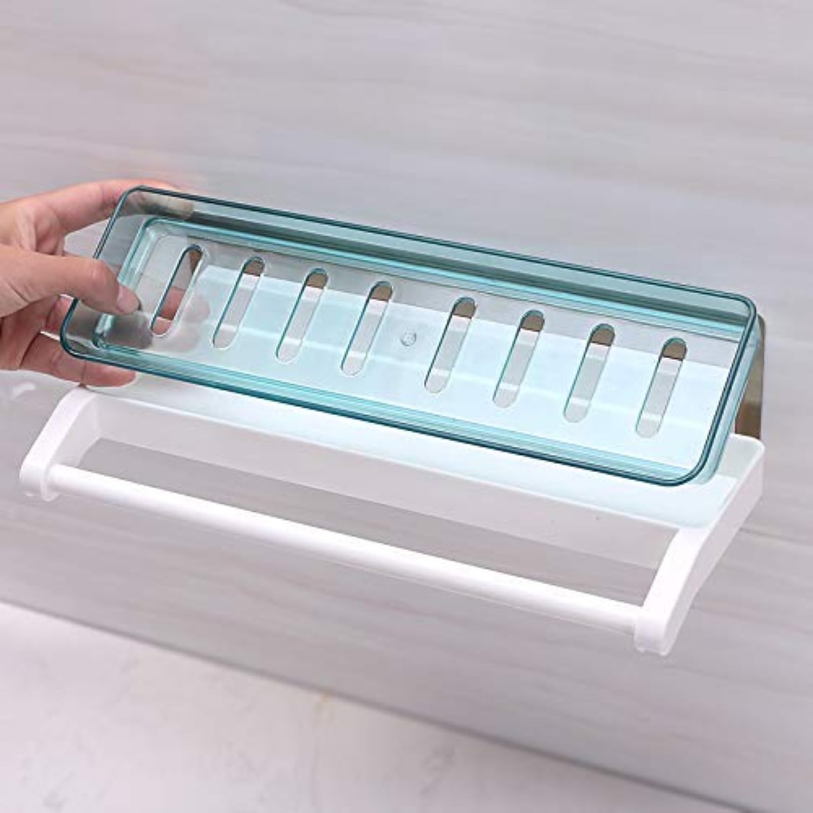 Aryamurti Modern Bathroom Storage Shelf with Towel Bar, Self-Adhesive Wall Mount, ABS Plastic, Multi-Purpose Organizer for Toiletries and Cosmetics 4