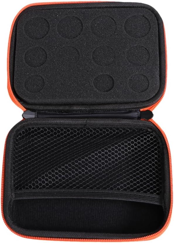 Essential Oil Storage Bag - 12 Slots for 5ml 10ml 15ml Bottles, Shockproof Eva Hard Shell Travel Case, Roller Bottle Holder, Orange