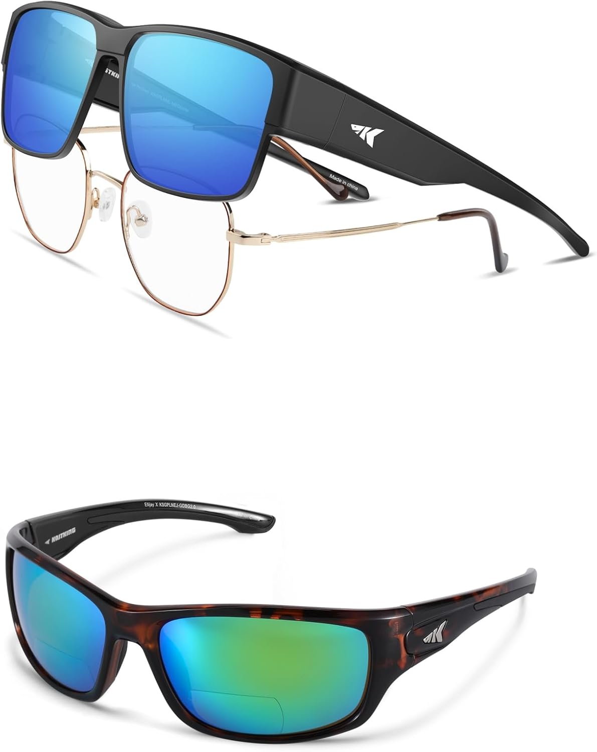 KastKing Ellijay Bifocal Polarized Sunglasses, Bi-Focal x1.5 x2.0 x2.5 Magnifications Molino Fit-Over Polarized Sunglasses-UV400 Protection Ultralight Wraparound