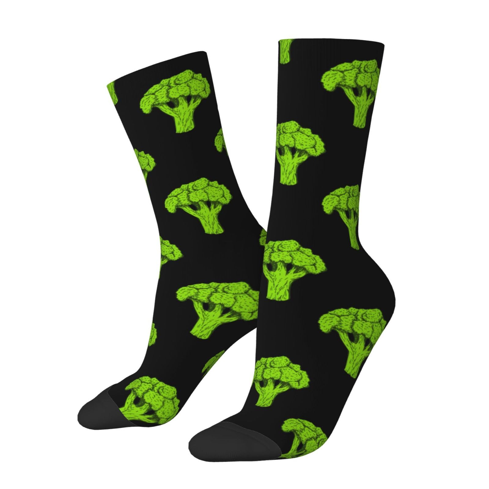 Disnimoo Unisex White Vegetable Broccoli Pattern Socks Wedding High Socks For Men Women Crew Socks