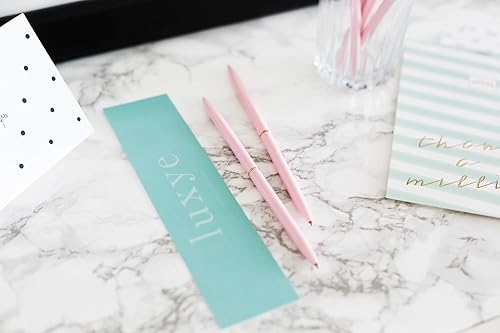 Miniatura 9 de Suministros de oficina dorados por luxye, plumas oro y rosa, set de 6piezas de bolígrafos, bolígrafo con punta metálica, Dorado