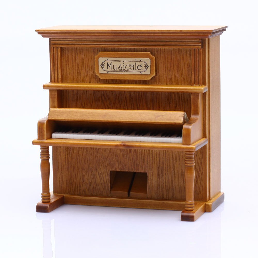 Musicale Antique Vintage Piano Wind Up Wooden Music Box Play The Castle In The Sky