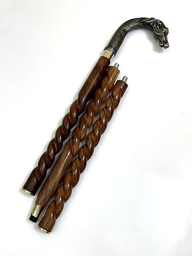Miniatura 5 de LINE Wood - Bastón quirúrgico unisex con cabeza de caballo victoriano antiguo, portátil y plegable, palo de madera Pakka Sheesham con mango de
