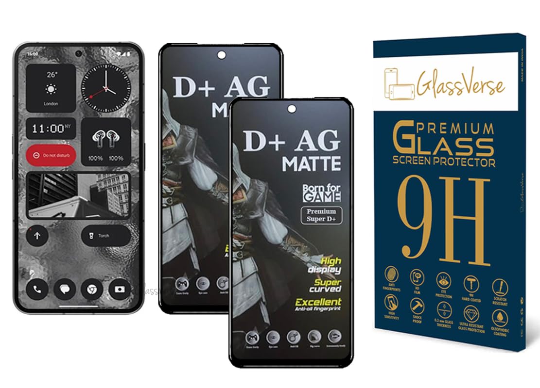 GlassVerse® D+ Matte Tempered Glass With 18H Hardness For Nothing Phone 2 (Pack Of 2) with Free Installation Kit. Full screen Coverage - 6.7 inch (B0D9TBG44W) Amazon Price History, Amazon Price Tracker