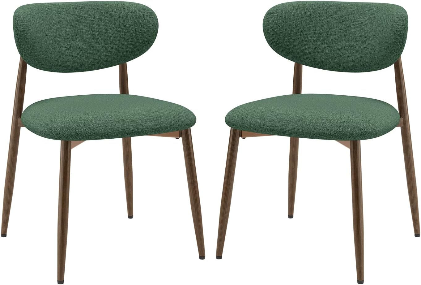 MALOL Dining Chairs Set of 2, Upholstered Dining Room Chairs with Metal Legs and Anti Slip Pads, Curved Back Kitchen Chair for Home and Restaurant Use, Green