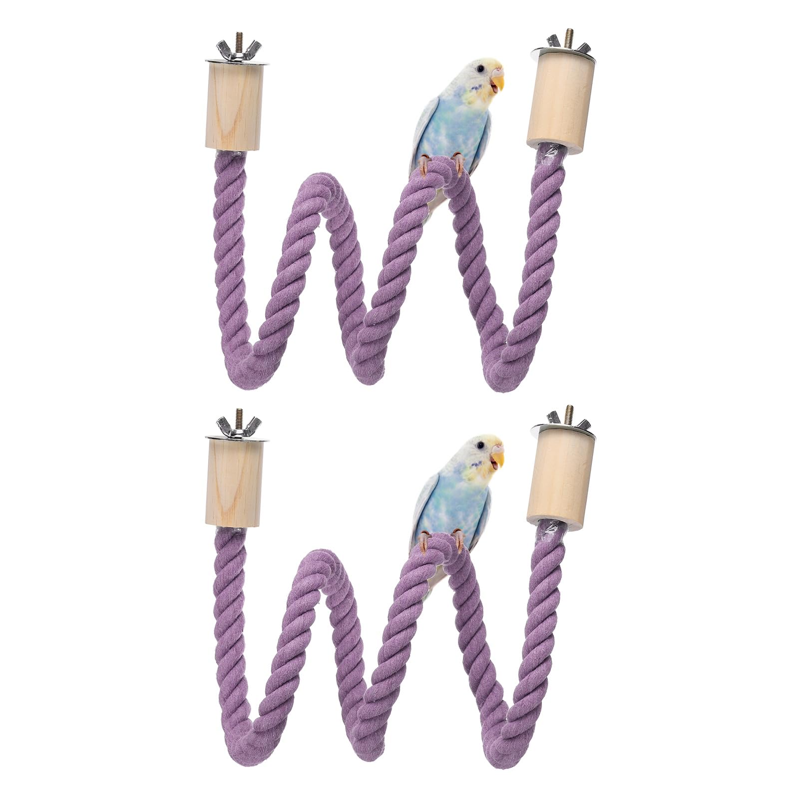 sourcing map 2 Pcs Bird Rope Perch Swing, Stand Rope Perch Standing Pole Accessory Climbing Swing Paw Grinding 100cm / 39 Inch, (Purple) Intended for Parrot/Parakeet/Budgies/Cockatiels/Lovebird
