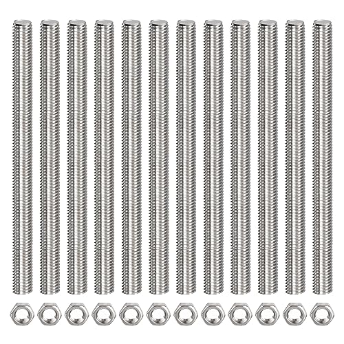 Tige filetée M12x200mm QUARKZMAN en acier inox 304 avec 12 écrous hexagonaux