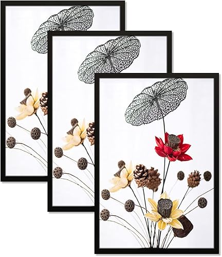 Miniatura 1 de THREELOVE Marco negro de 24 x 36 pulgadas para fotos de 24 x 36 pulgadas, marco de madera de ingeniería de montaje en pared, juego de 3