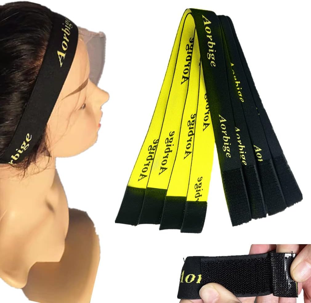 Aorbige2 Pcs HD Wig Cap and 2Pcs Adjustable Elastic Bands with Ear Sheilds for Lace Frontal Melt Edge Wrap to Lay Edges Lace Melting Band for Wigs Edge Size: 60X3.5cm 2 Pcs HD Wig Cap