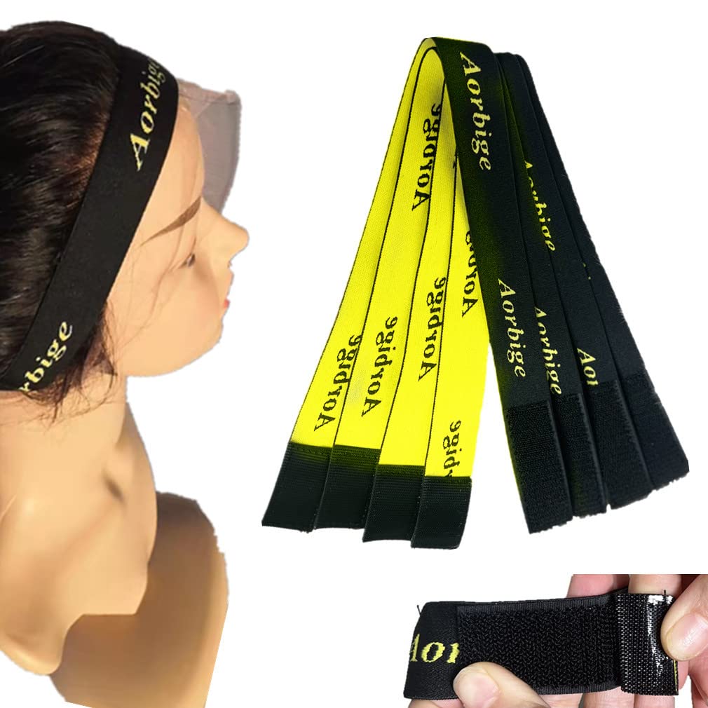 Aorbige2 Pcs HD Wig Cap and 2Pcs Adjustable Elastic Bands with Ear Sheilds for Lace Frontal Melt Edge Wrap to Lay Edges Lace Melting Band for Wigs Edge Size: 60X3.5cm 2 Pcs HD Wig Cap