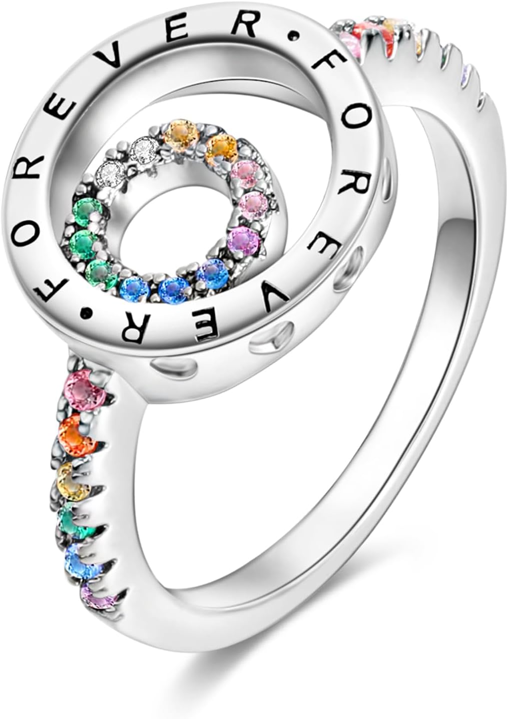 Hapour 925 Sterling Silver Ring for Women Stackable Eternity Non Tarnish Cute Band Rings for Teen Girls Size 6-9