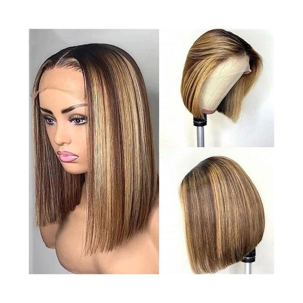 Toppery do włosów 13 × 4 Peruki Bob Prosta koronkowa peruka z przodu Peruka Ludzkie włosy(12inches)