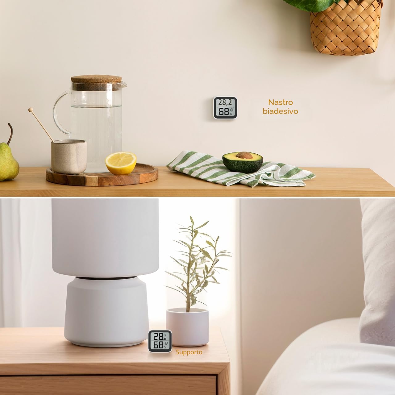 NOKLEAD Termometro Misuratore di umidità Interno Mini igrometro Monitor Dispositivo di misurazione della temperatura ambiente con icona facciale Indicatore di comfort Interruttore ℃/℉ per ufficio(2)