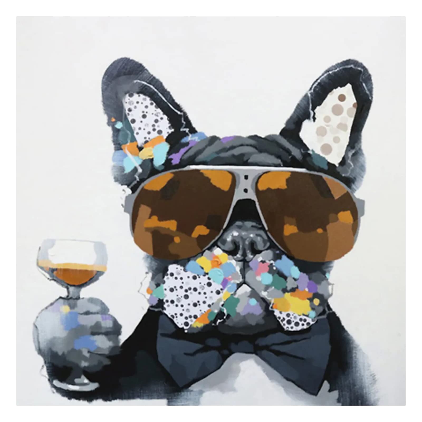 DCIDBE 40 x 40 cm Round Mr Bulldog Diamond Painting Kit for Children Adults Animals Anime, Diamond Canvas Arts Craft for Home Wall Decor