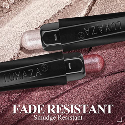 Luxaza 6Pcs Eyeshadow And Eyeliner Pen,Matte And Shimmer Cream Eyeshadow Pencil Crayon,Champagne Rose Pink Eye Brightener Stick,Waterproof Long Lasting Highlighter Makeup Stick #TOP2