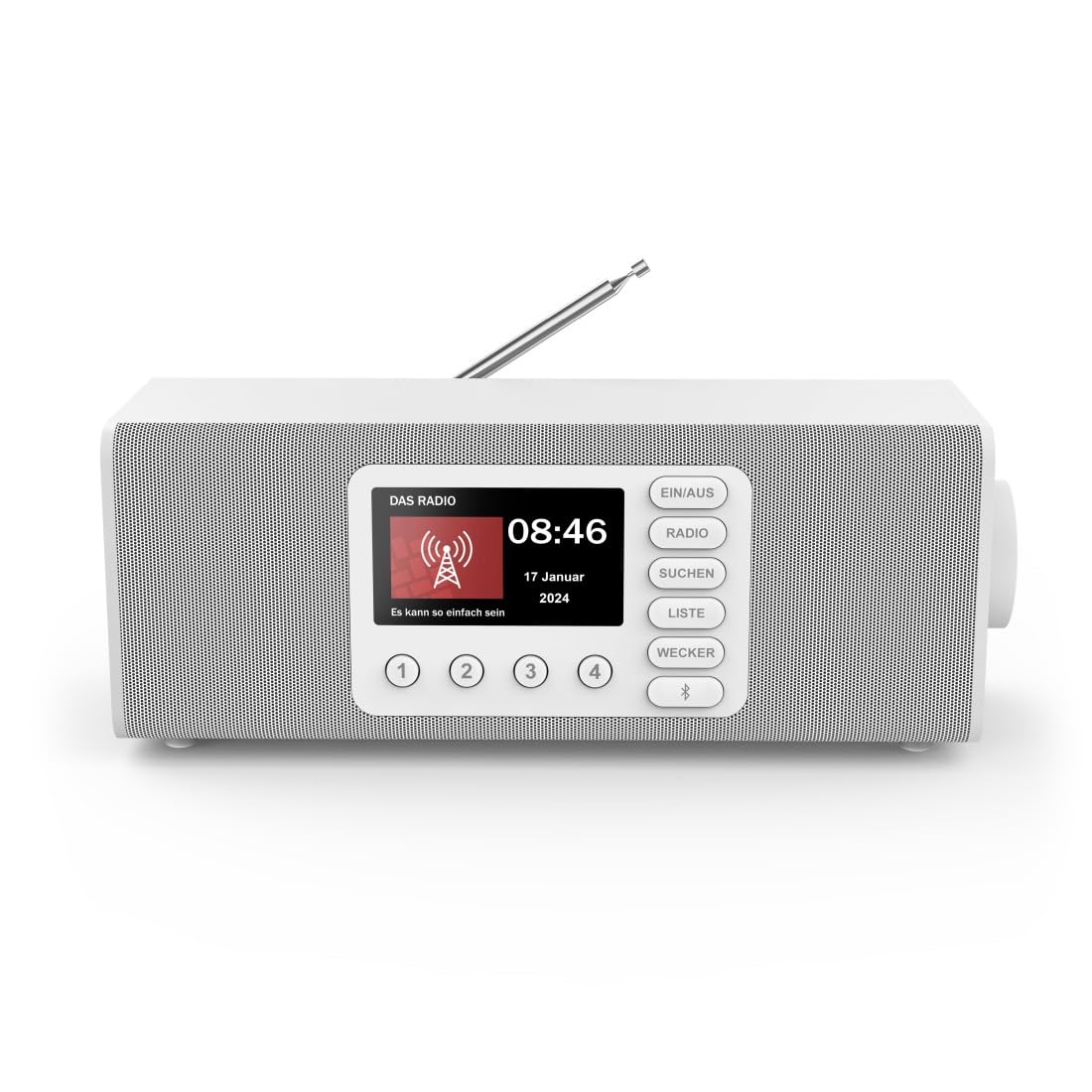 Hama Digitalradio mit Wecker (DAB Radio mit großem Display, Küchenradio, DAB+, Seniorenradio mit einfacher Bedienung, Bluetooth, FM, Radiowecker, Stereo-Radio, kleines Radio mit gutem Empfang) weiß