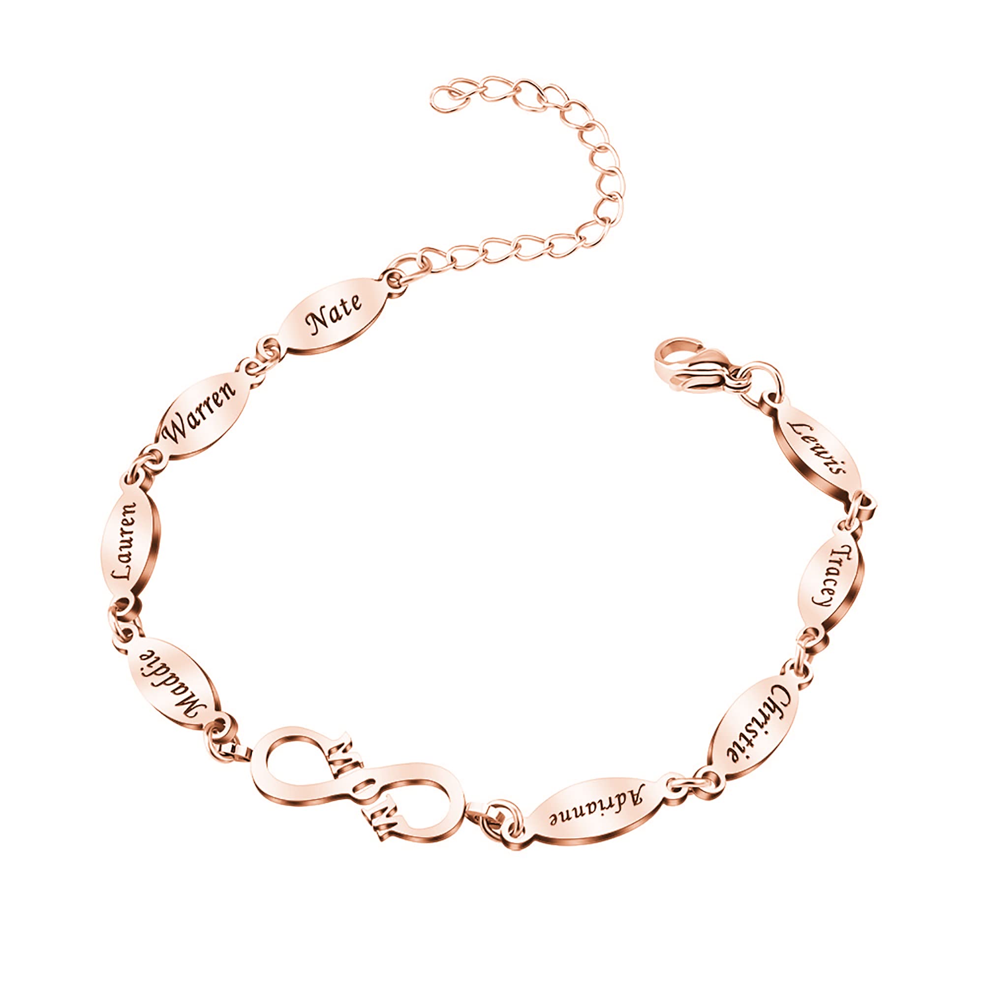 ViodiaoCustom MOM Eternity Bracelet Personalized Name Bracelet for Women Free Engraving Name Bracelet Family Jewelry Custom Made Gift for Mother's Day