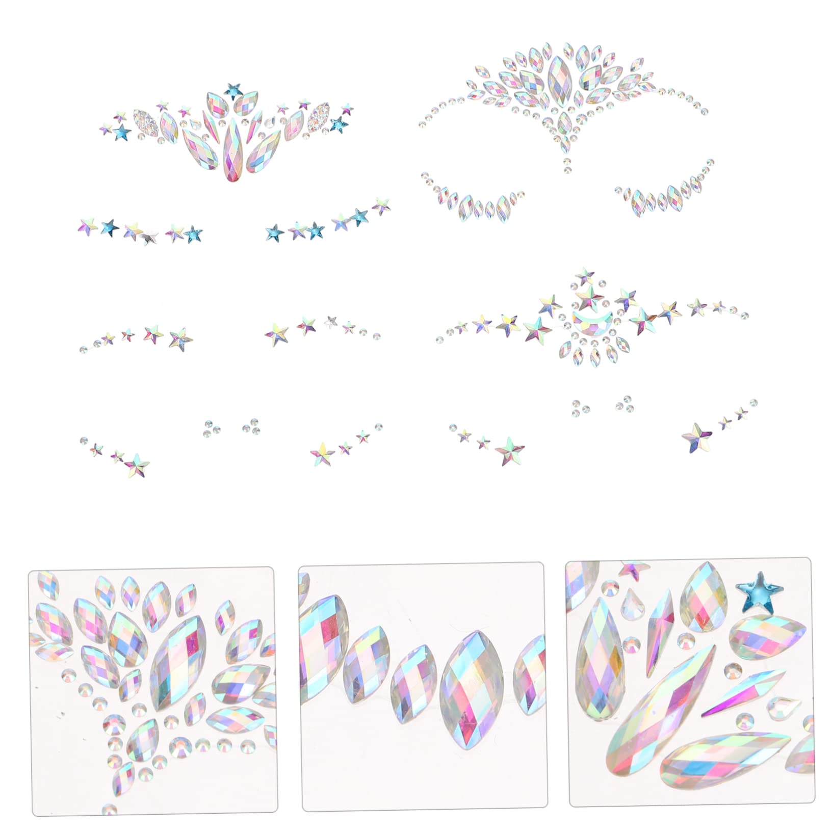 FOMIYES 20fogli Adesivi Strass Faciali Stickers Occhi e Sopracciglia Di Gemme Strass Autoadesive Per Festival Feste e Cosplay Decorazioni Per Trucco e Costumi