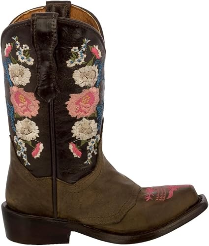 Miniatura 2 de Girls Jazmin Brown Toddler Floral Embroidery Cowgirl Boots Snip Toe