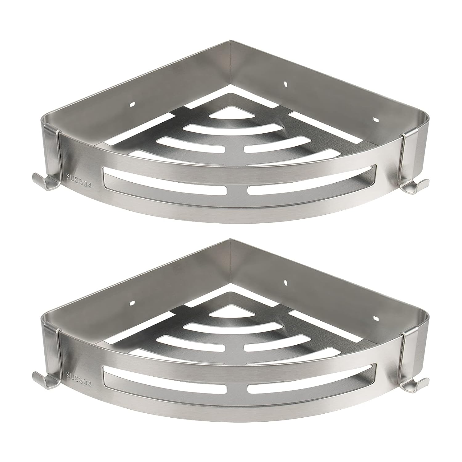 NearMoon Bathroom Shower Caddy 2 Pack No Drill 304 Stainless Steel Shower Organizer with 2 Hooks Corner Shelf