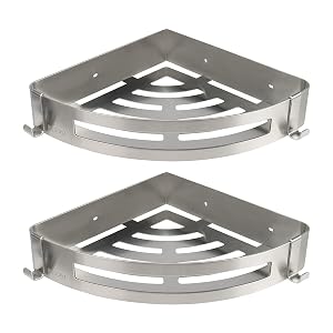 NearMoon Bathroom Shower Caddy 2 Pack No Drill 304 Stainless Steel Shower Organizer with 2 Hooks Corner Shelf