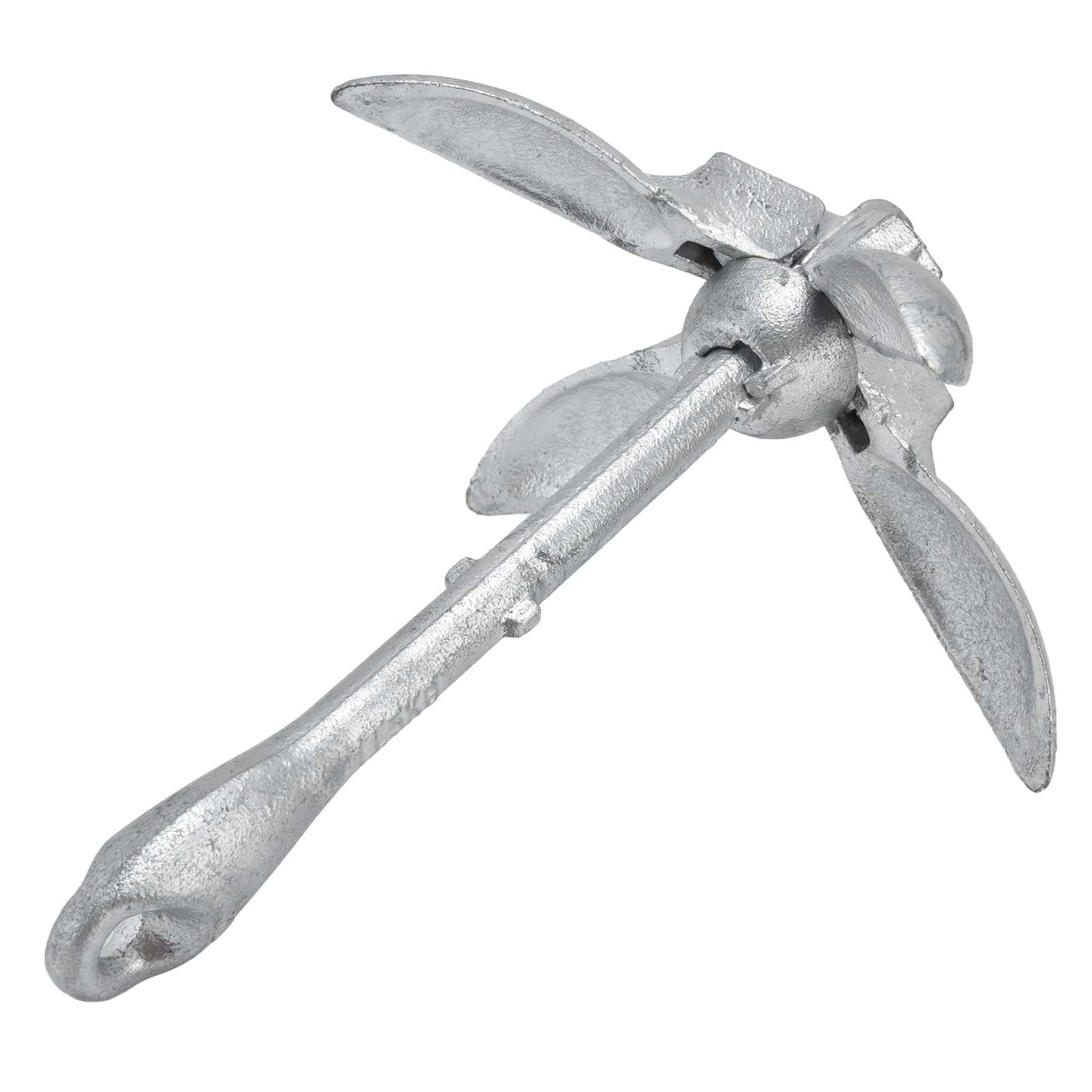 Ancora per Barche, 4 Flukes Ancora Grappino Pieghevole in Aiaio Al Carbonio, Ancora per Ombrello da 1,5 Kg per Barca da Pesca Gommone Canoa Yacht(3.31 lb-D'argento)