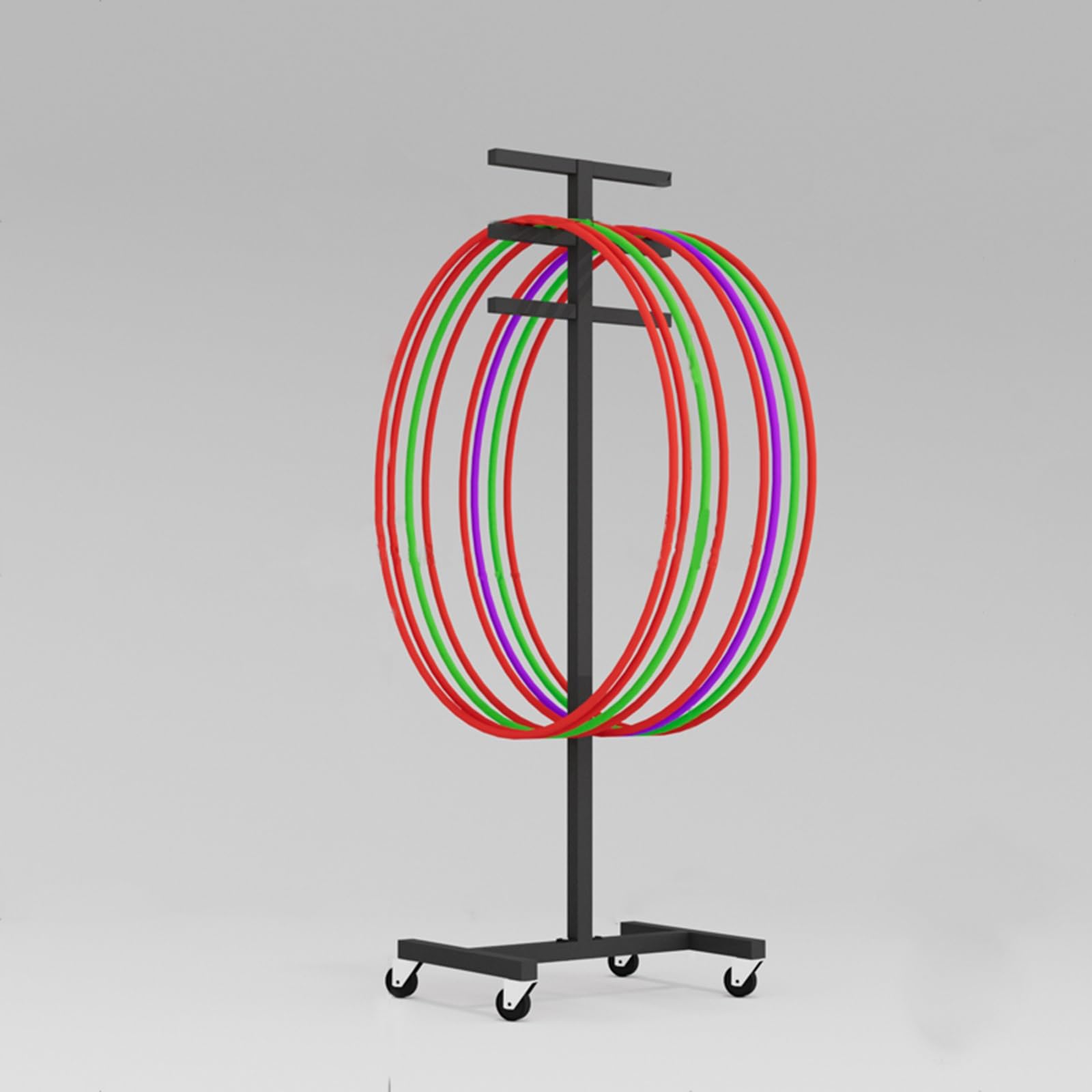Support de Cerceau de Hula-Hoop Commercial avec 2 Freins, Support de Rangement Noir pour cerceaux de Fitness, idéal pour Les Clubs de Fitness, la Gymnastique et Les,