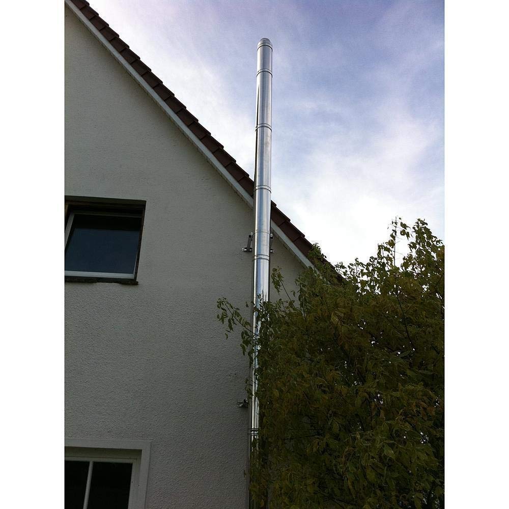 H&M DW New-Line Schornstein-Paket 3,2m Ø 120mm Edelstahl Bausatz doppelwandig 25mm Isolierung 0,5mm Wandstärke Design Aussen-Kamin Set Holz-Ofen Kamin-Einsatz