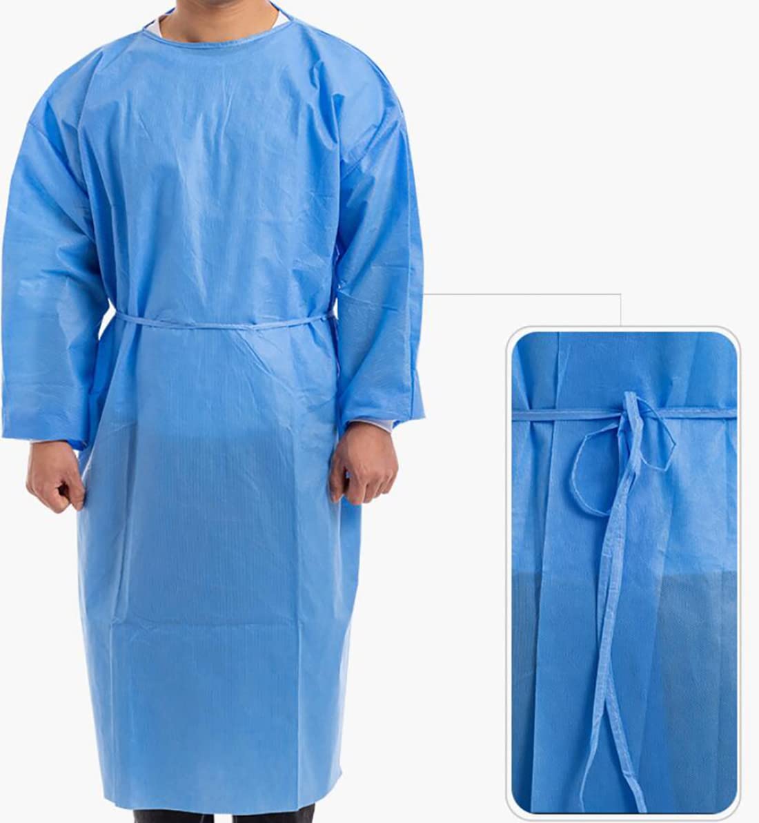 NOVAGO- Lot de 100 Blouses 45 gr/m2surblouses de Protection, blouses de travail, tablier Jetables Non tissé - Taille unique jusqu'au 120 kg
