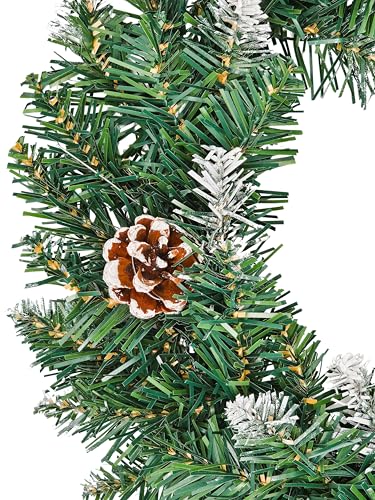 Bambelaa! Künstlicher Weihnachtskranz Adventskranz Tannenkranz Türkranz Dekokranz mit Tannenzapfen Deko Kranz für Advent und Winter Weihnachtsdekoration für Tür Wand und Tisch aus PVC 40 cm