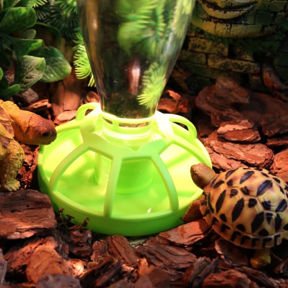 Qcwwy Distributeur d'eau pour Reptiles, Distributeur d'eau pour Bouteilles d'eau pour Reptiles avec Bouteille d'eau Tortue Mangeoire Automatique Abreuvoir Automatique pour Reptiles (Grand)
