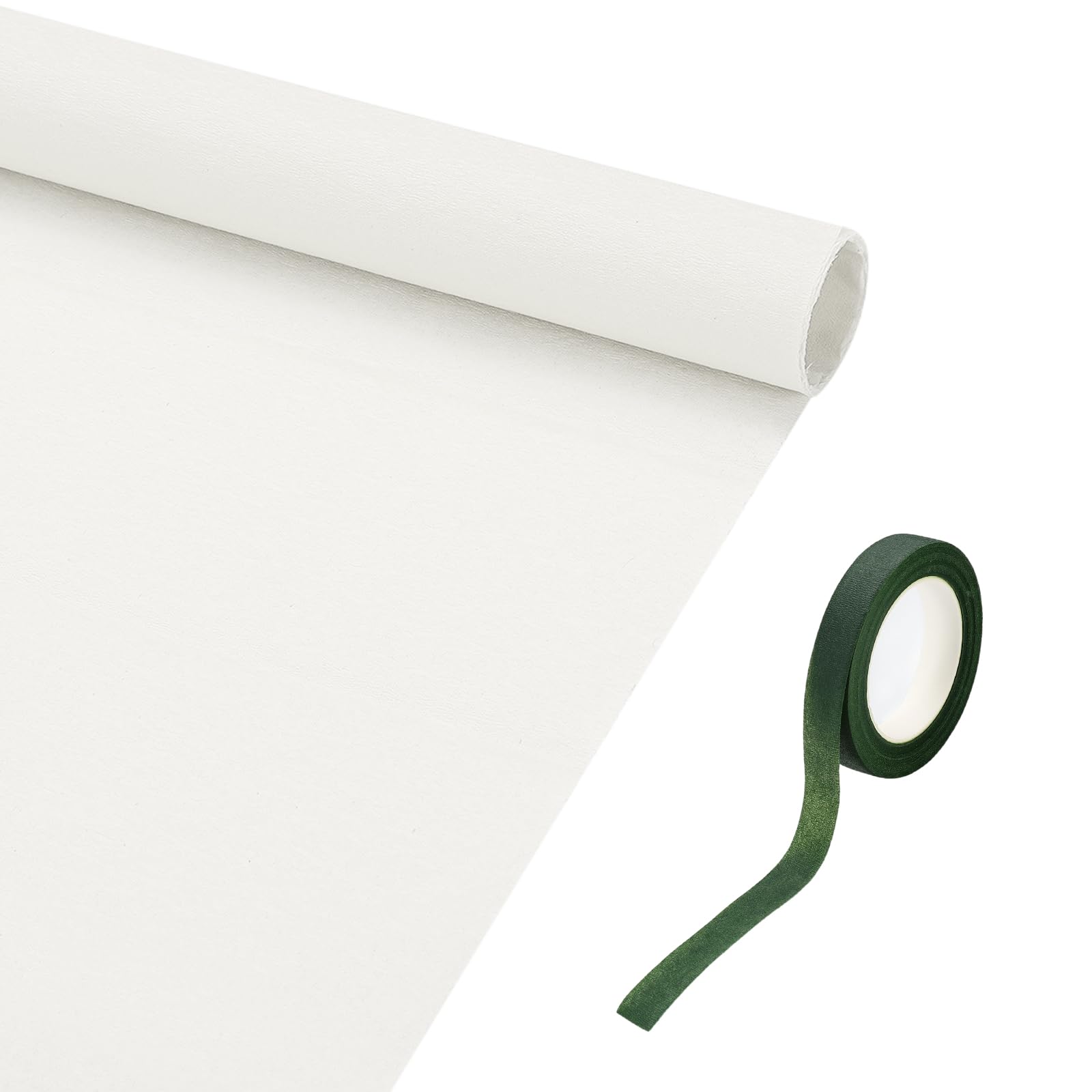 sourcing map 19.7" Wide 3.3Ft Long Crepe Paper Roll, Crepe Paper Sheets with Adhesive Tape for Flower Making DIY Gift Wrapping Wedding Ceremony Decoration (White)
