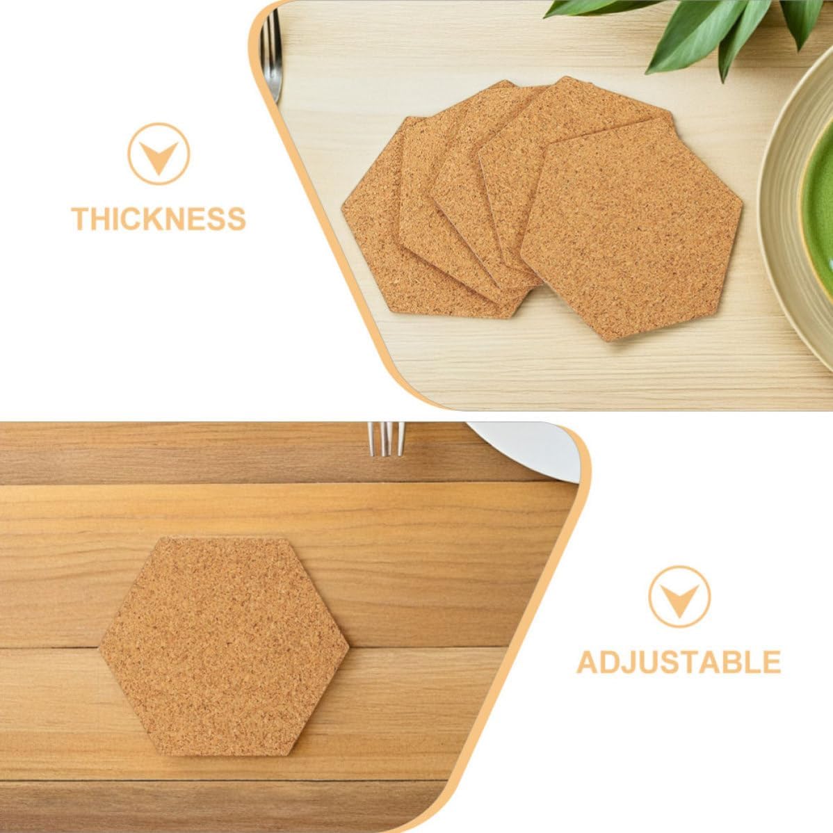 Didiseaon Cork Pads for Surface Protection and Adjustable Cutting 120pcs Hexagon Self-Adhesive 2mm Thickness for Creative Home Decor and Crafting Projects