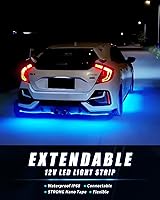 Vista 4 de Tira de luz LED de 12 V de 18 pulgadas, conectable, azul hielo, tira de luces LED impermeables para automóvil, motocicleta, carrito de golf