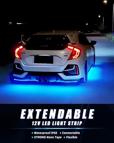 Miniatura 4 de Tira de luz LED de 12 V de 18 pulgadas, conectable, azul hielo, tira de luces LED impermeables para automóvil, motocicleta, carrito de golf,