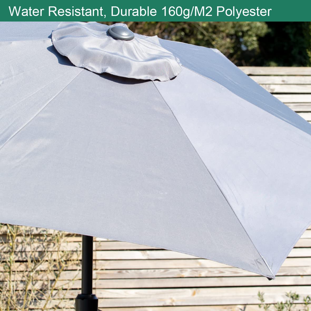 GardenKraft 14730 2.7 m ombrellone e Tilt 6 Rib – Grigio Chiaro