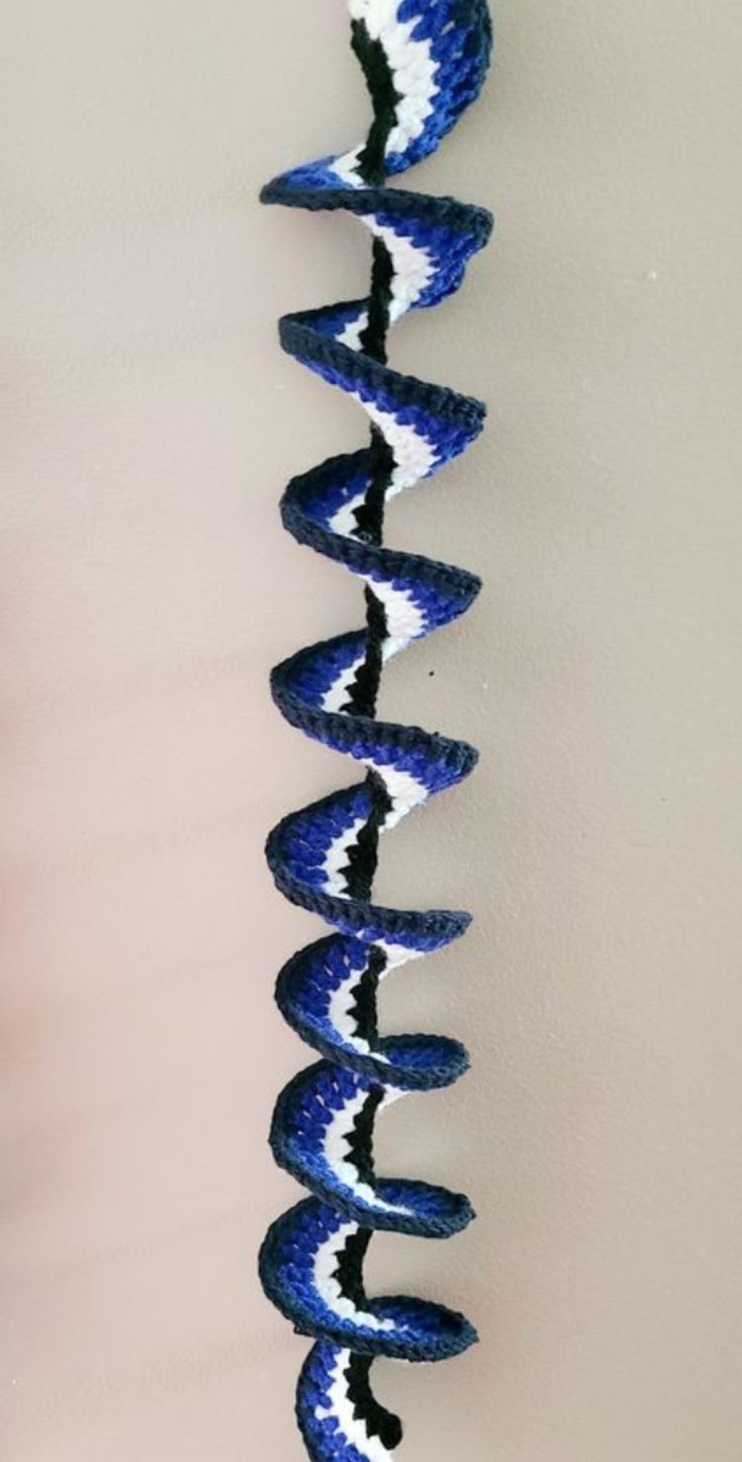 Handmade Crochet Spiral Wind Spinner Hanging | Crochet Wind Twister | Boho Hanging Decor | Indoor Outdoor Patio Balcony Garden Decoration | Nursery Window Hanging | Housewarming Gift (Blue & White)-image-24