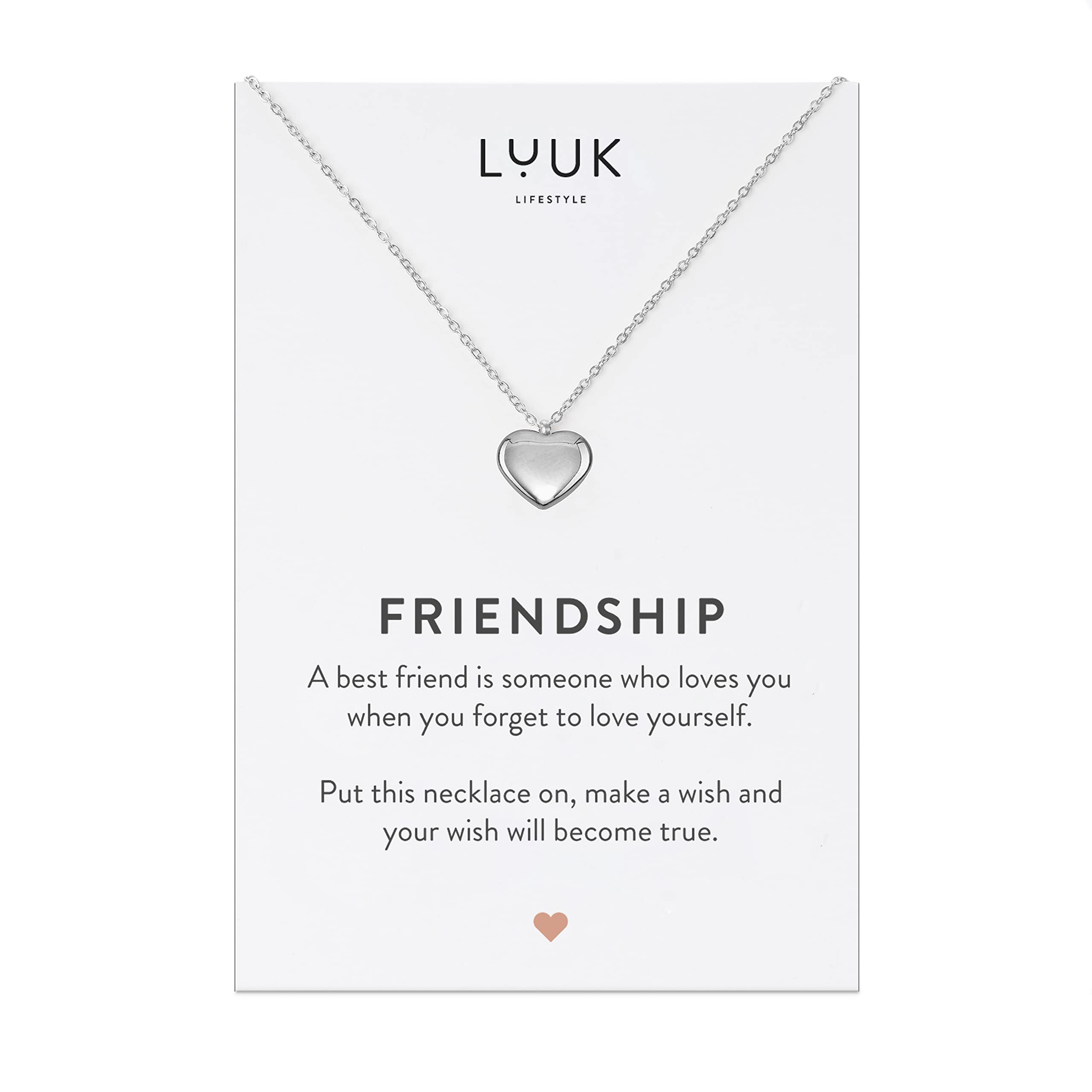 LUUK LIFESTYLE FRIENDSHIP - Collana con quadrifoglio, stella I, ancora, globo, idea regalo e catena dell'amicizia, biglietto d'auguri, oro, argento e rosa