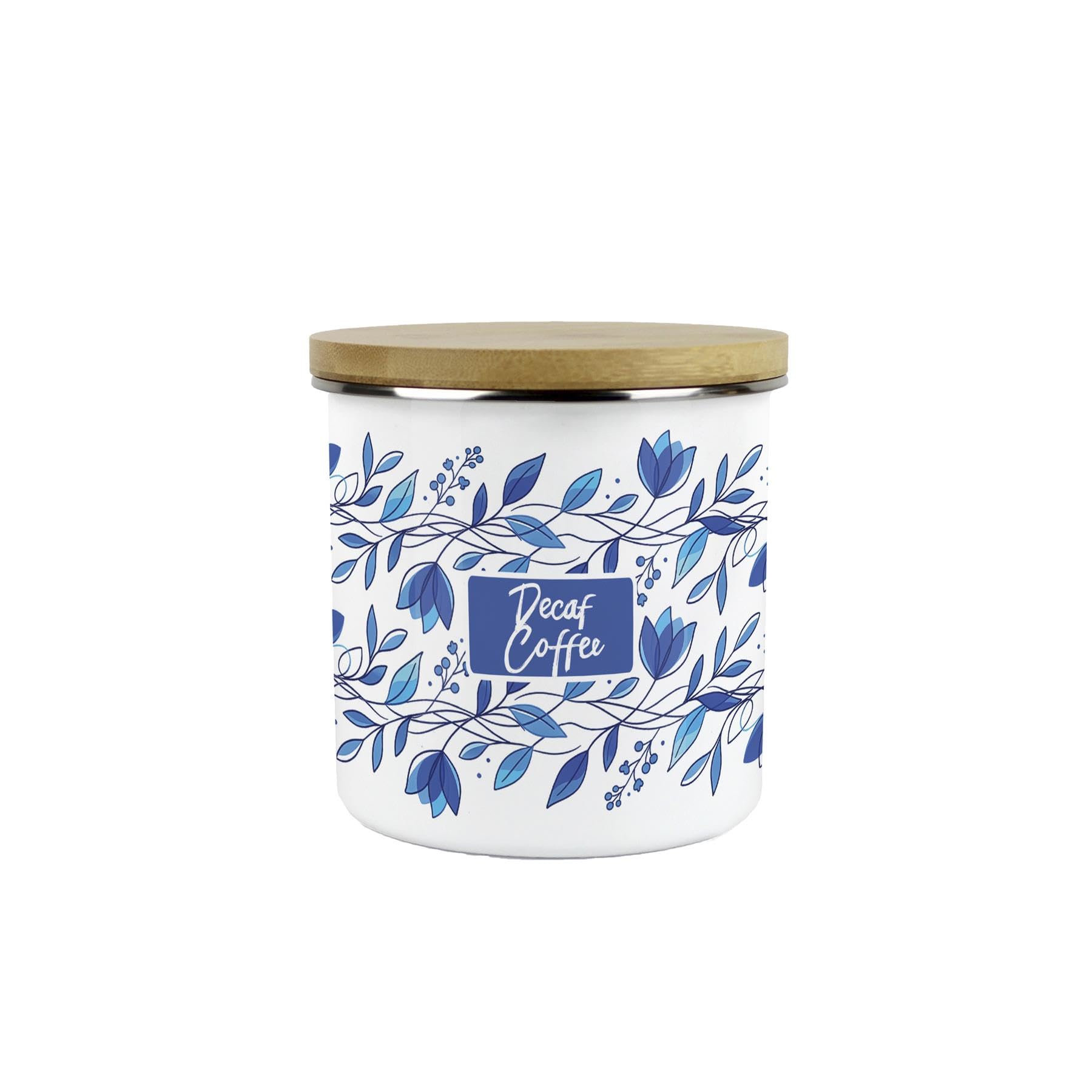 Purely Home Blue Petals Decaf Coffee Storage Canister - 600ml Kitchen Container