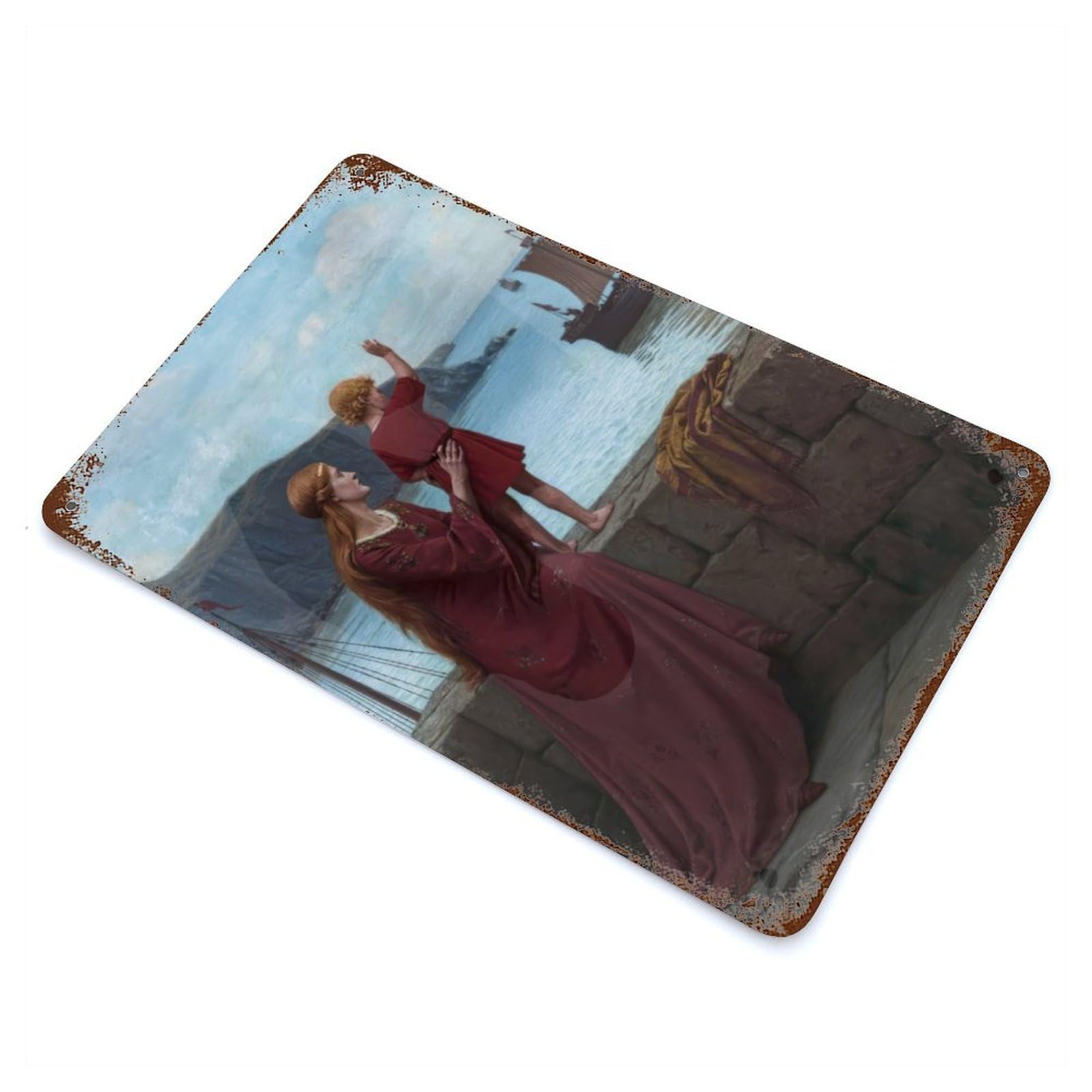 Farewell by Edmund Leighton Vintage Rust Metal Sign 11.8"x7.9", Classic Wall Plaque for Basement, Hobby Room And Garage Decor