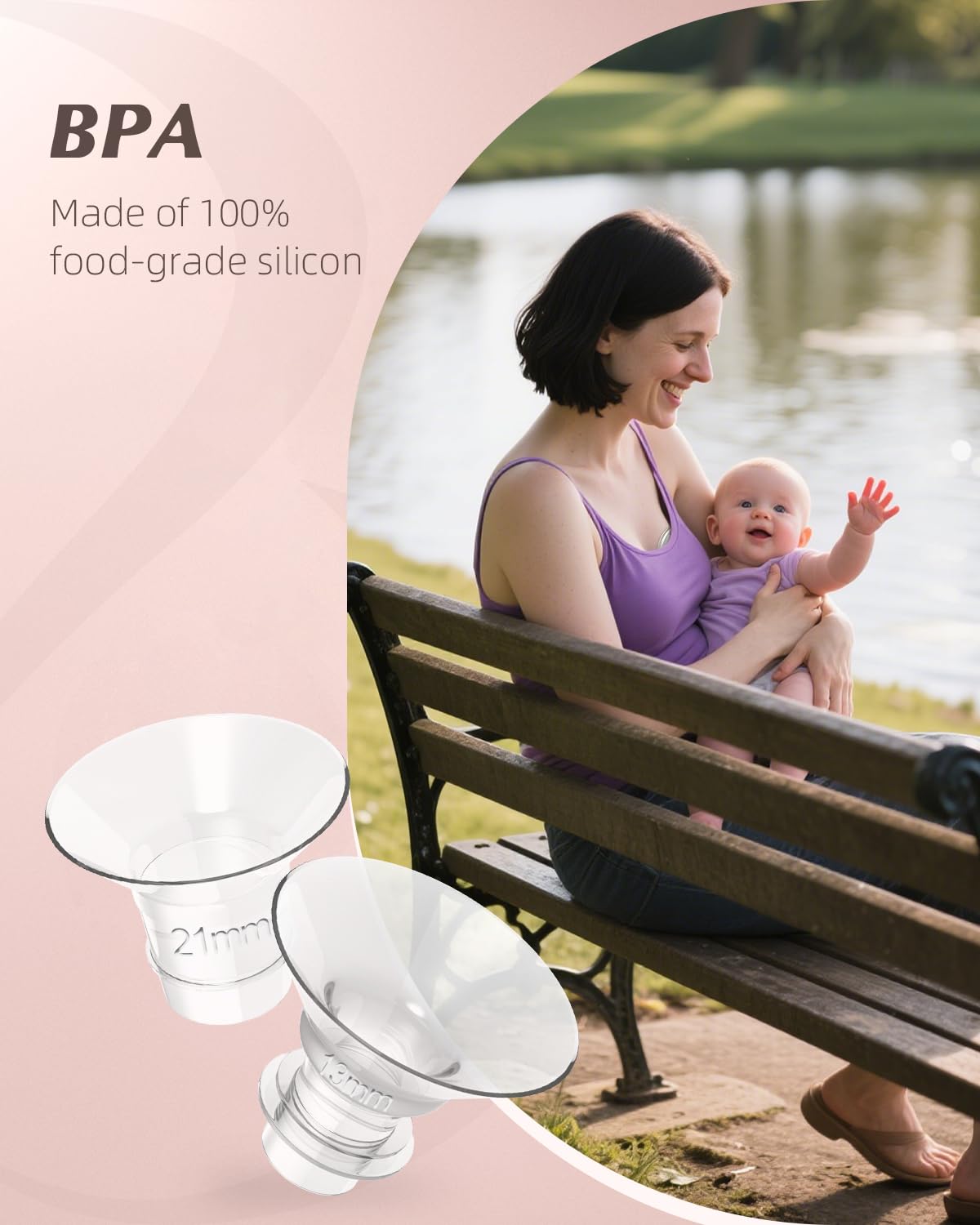 4 pieces brida de 19mm, brida de silicona ultrasuave, ajuste cómodo y diseño a prueba de fugas. Compatible con extractor de leche eléctrico KISSBOBO K5/K6 – Piezas de silicona para mayor confort