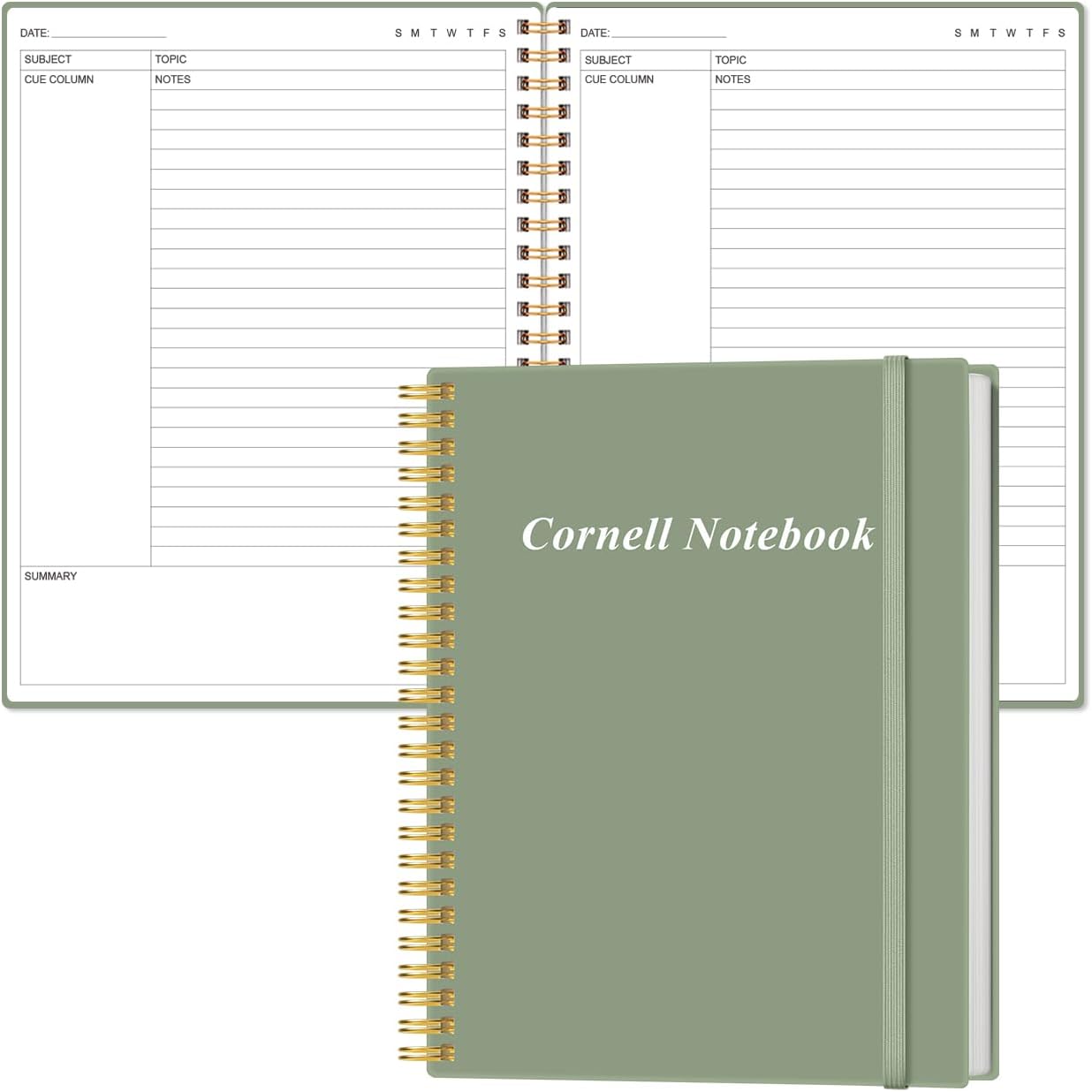 Yaridar Cuaderno de notas Cornell tamaño A4, cuadernos universitarios para tomar notas